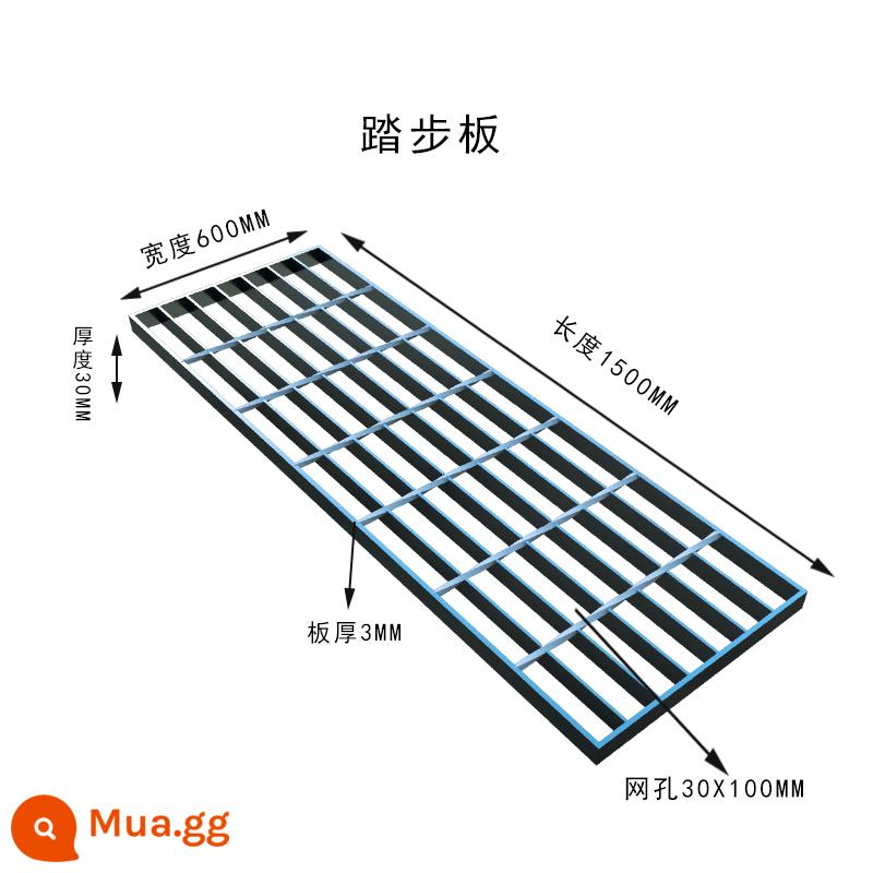 Tấm lưới thép mạ kẽm nhúng nóng, lưới phòng rửa xe, tấm che mương thoát nước, tấm chắn nước inox - 600*1500*30 (bậc thang)