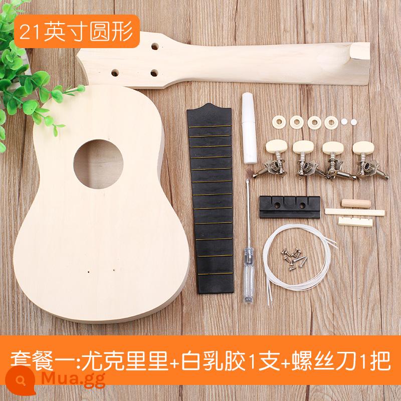 Lắp ráp đàn Ukulele DIY đàn guitar nhỏ handmade tự chế chất liệu gói vẽ tay bằng gỗ graffiti - Tròn 21 inch (không sơn)