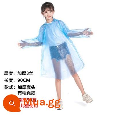 Áo mưa dày dùng một lần phiên bản dài toàn thân poncho trong suốt áo mưa dành cho người lớn trẻ em che giày bảo vệ nam và nữ cỡ lớn - Áo thun dày trẻ em màu xanh (nhận xét màu vàng hồng trắng)