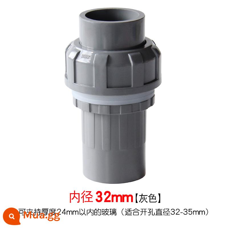 Baisheng khớp sống loại khớp nối nước trên và dưới với ống PVC khớp sống nhanh chóng kéo dài răng bên trong và bên ngoài phụ kiện bể cá thẳng - 32mm--màu xám