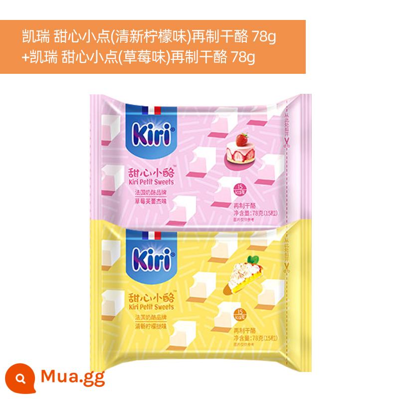 Nhập khẩu kiri Kerry Kairui cream cheese sweetheart viên nhỏ 78g vị dâu Sữa ăn liền Fleije - Hương chanh tươi 78g + hương dâu 78g