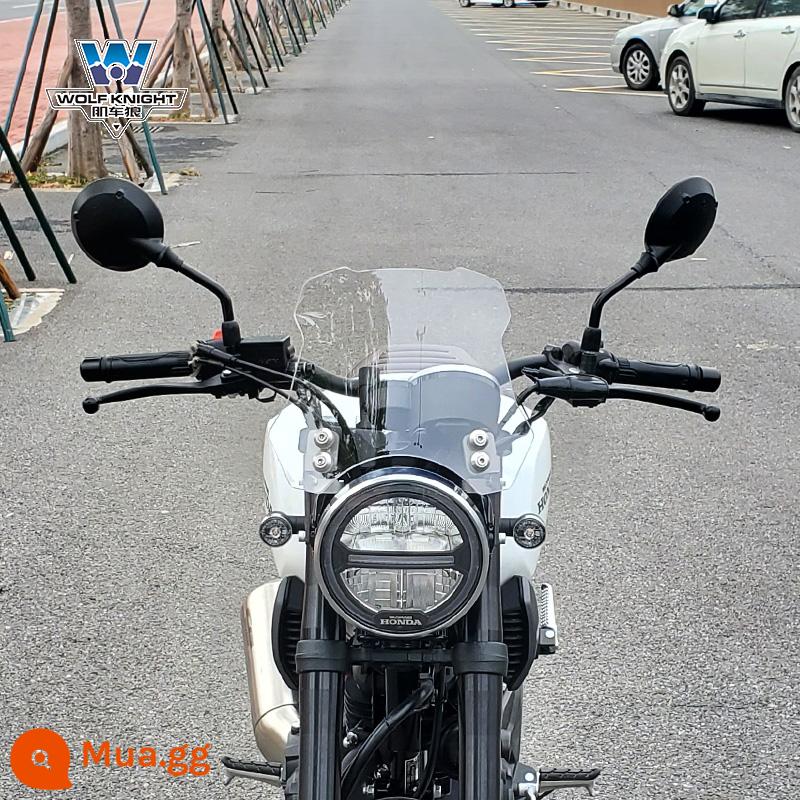 Sói xe cơ bắp phù hợp với kính chắn gió Honda CB190SS kính chắn gió nhỏ kính chắn gió retro sửa đổi đặc biệt cho xe máy du lịch xe đặc biệt - (Trong suốt) Mẫu trang trí mecha cao 25cm chỉ phù hợp cho CB190SS