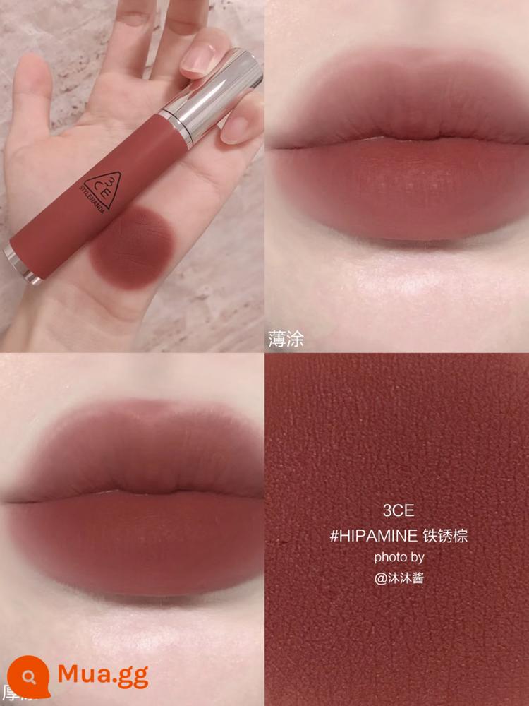 Son kem lì 3CE Velvet Matte Matte Lipstick Laydown Daffodil màu đỏ gạch chính hãng cho nữ 3CE Hàn Quốc - #HIPAMINE-màu nâu gỉ (sữa tươi mới)