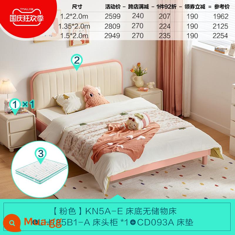 Lin's Home Hiện đại đơn giản Khung gỗ chắc chắn Giường trẻ em Phòng ngủ bé trai và bé gái Giường đơn nhỏ Gỗ công nghiệp của Lin KN5A - [Hồng] Giường mềm trẻ em + bàn cạnh giường ngủ + nệm