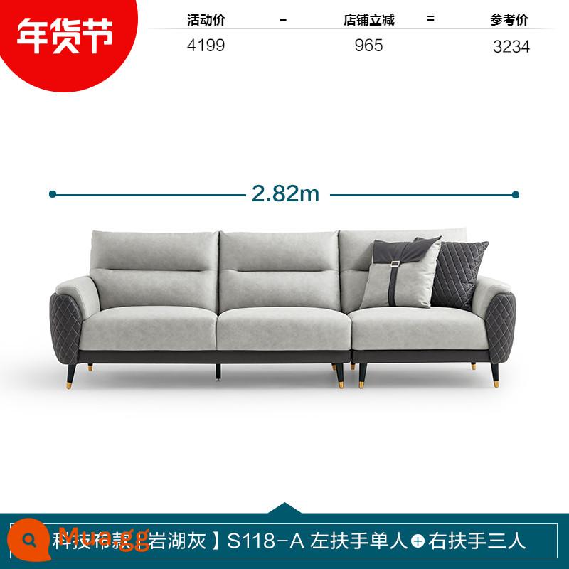 Lin's Home Hiện Đại Đơn Giản Ánh Sáng Sang Trọng Công Nghệ Sofa Vải Phòng Khách Căn Hộ Nhỏ Nội Thất Sofa Lin's Wood Industry S108 - Phiên bản giới hạn [Phong cách vải công nghệ | Rock Lake Grey] S118-A Tay trái đơn + Tay phải ba người