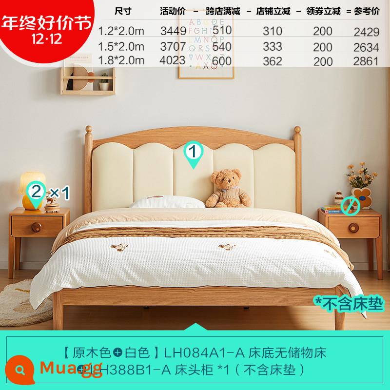 Lin's Home Giường Gỗ Nguyên Khối Cho Bé Trai Và Bé Gái Gỗ Sồi Giường Trẻ Em Phòng Ngủ 1.5 Mét Giường Đơn Công Chúa Lin's Wood Industry - [Oak] Giường bọc nệm trẻ em + bàn đầu giường