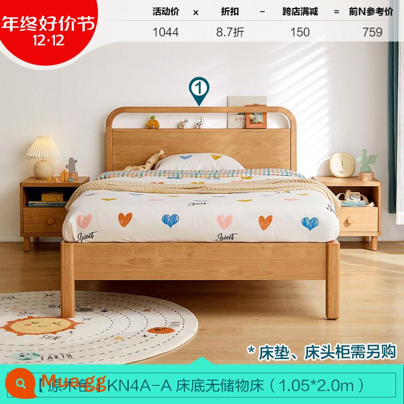 Lin's Home Giường Trẻ Em Đơn Giản Chân Gỗ Nguyên Khối 1.2 Mét Giường Đơn Bé Trai Và Bé Gái Căn Hộ Nhỏ Lin's Wood Industry - [Màu gỗ|Mẫu cơ bản] Giường trẻ em (1.05*2.0)