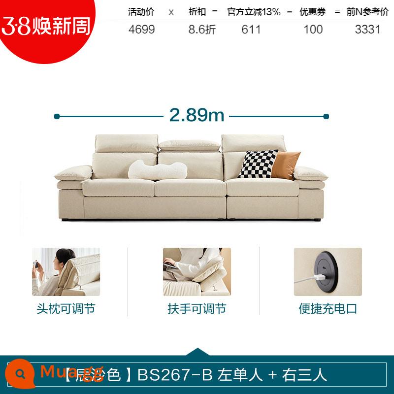 Lâm Nhà Hiện Đại Đơn Giản Mèo Xước Sofa Vải Phòng Khách Đa Năng Công Nghệ Vải Mới Lâm Của Gỗ ngành BS267 - [Màu Chensha] BS267-B một người bên trái + ba người bên phải