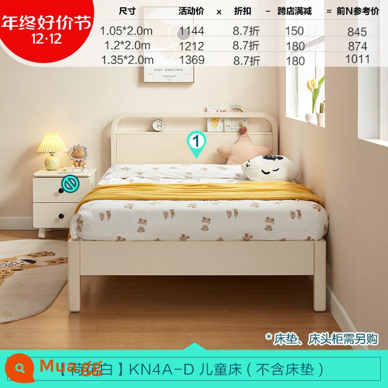 Lin's Home Giường Trẻ Em Đơn Giản Chân Gỗ Nguyên Khối 1.2 Mét Giường Đơn Bé Trai Và Bé Gái Căn Hộ Nhỏ Lin's Wood Industry - [Lotus White|Phong cách cơ bản] Giường trẻ em (không bao gồm nệm)