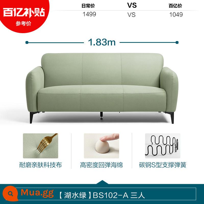 Lâm Nhà Phòng Khách Công Nghệ Sofa Vải Căn Hộ Nhỏ Sofa Đôi Bắc Âu Hàng Thẳng Lin Gỗ BS102 - [Hồ Xanh] BS102-A ba người