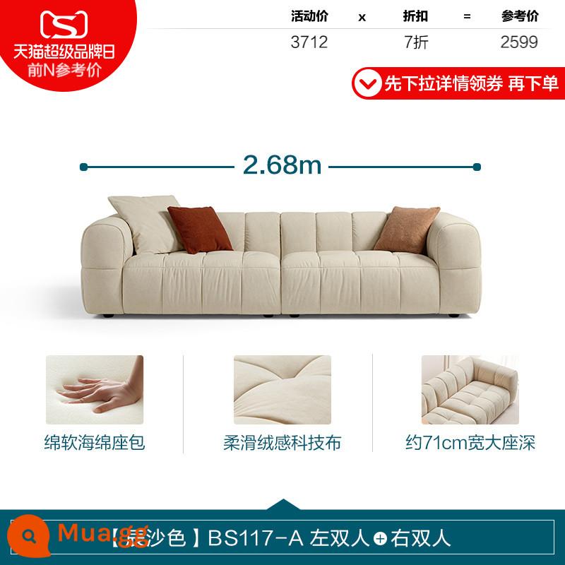 Trang trí nội thất nhà Lin màu kem phong cách kẹo bông sofa phòng khách căn hộ nhỏ đậu phụ nội thất vải khối lưới đỏ Lin ngành công nghiệp gỗ - [Màu Chensha] BS117-A đôi trái + đôi phải