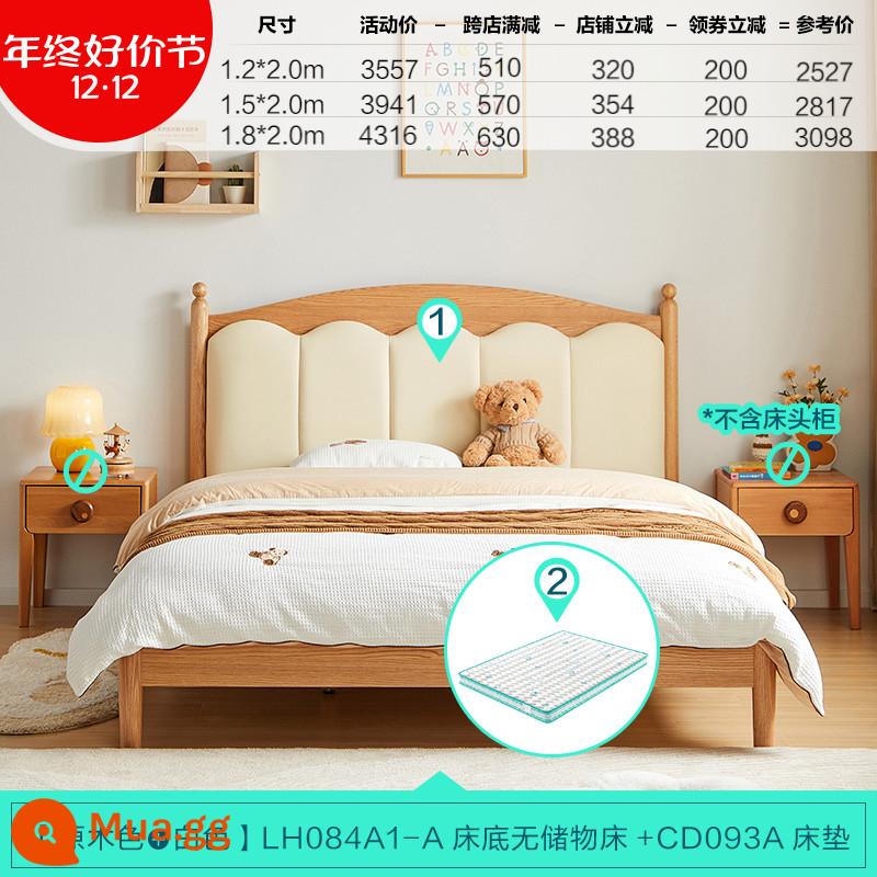 Lin's Home Giường Gỗ Nguyên Khối Cho Bé Trai Và Bé Gái Gỗ Sồi Giường Trẻ Em Phòng Ngủ 1.5 Mét Giường Đơn Công Chúa Lin's Wood Industry - [Oak] Giường mềm + nệm trẻ em