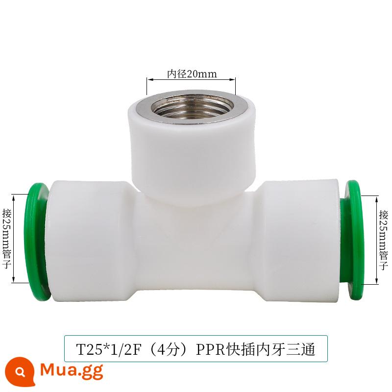 Đầu nối nhanh PPR 4 điểm 20 phụ kiện đường ống nước PE hàn kín hai đầu nối nhanh không dùng nhiệt trực tiếp trong dòng - YS cắm nhanh dây bên trong màu xanh lá cây T25*1/2F