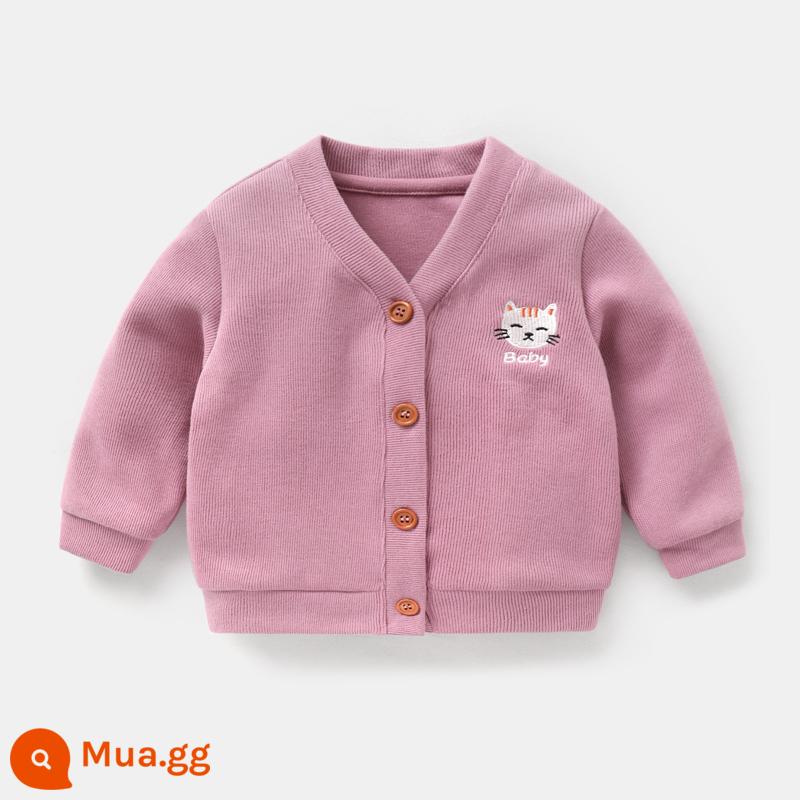 Quần áo trẻ em, áo khoác cardigan dệt kim, quần áo mùa xuân, phong cách xuân thu, bé trai, trẻ mới biết đi, 1 tuổi, bé gái, áo sơ mi cho bé - Hồng