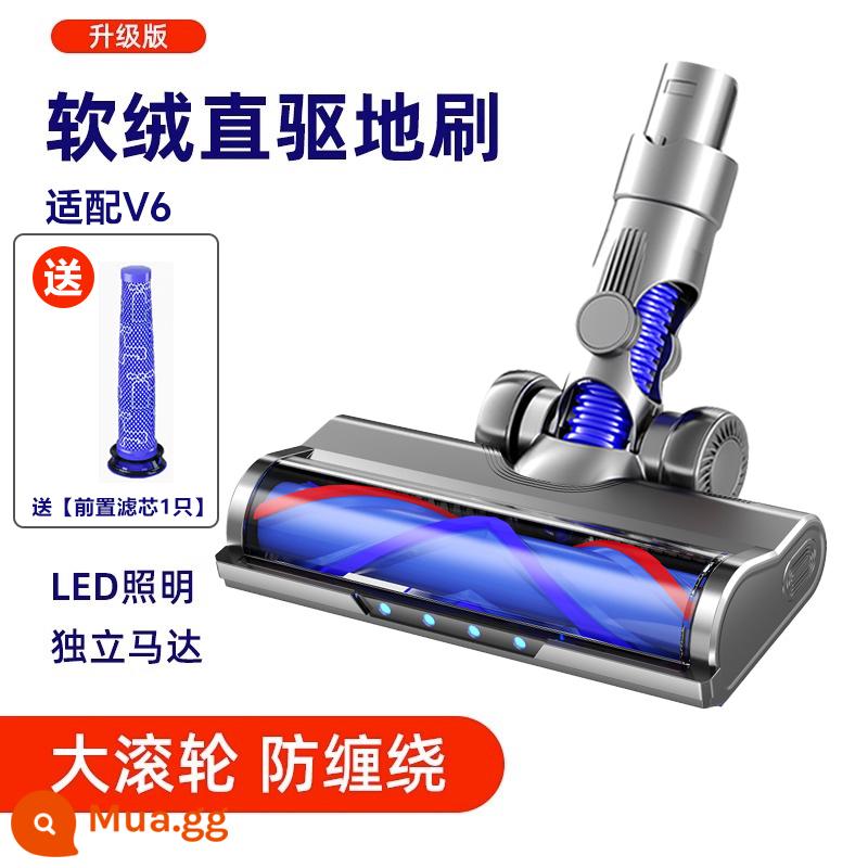 Thích hợp cho phụ kiện máy hút bụi Dyson Dyson Đầu hút V6V7V8 Thanh nối dài con lăn nhung mềm Bàn chải sàn dẫn động trực tiếp Đầu hút - [Phiên bản nâng cấp] Chổi quét sàn truyền động trực tiếp (phù hợp với động cơ V6)