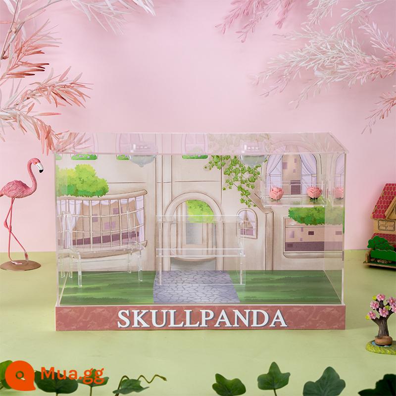 POPMART Bubble Mart SKULPANDA dòng nhiệt độ mẫu SP8 thế hệ mù hộp cảnh hộp quà tặng - Cảnh sân vườn nhiệt độ + ánh sáng mái vòm (kiểu logo)