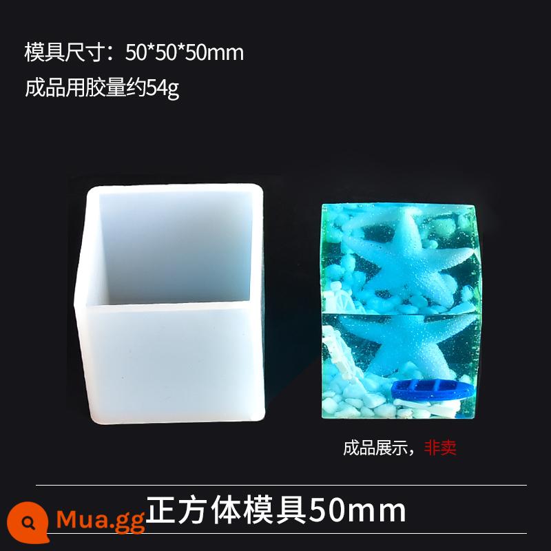 Miễn phí vận chuyển khuôn silicone bộ sưu tập pha lê keo AB keo handmade tự làm gói nguyên liệu nhựa epoxy keo mài mòn móng vuốt mèo - Khuôn khối 50mm (mặt gương)