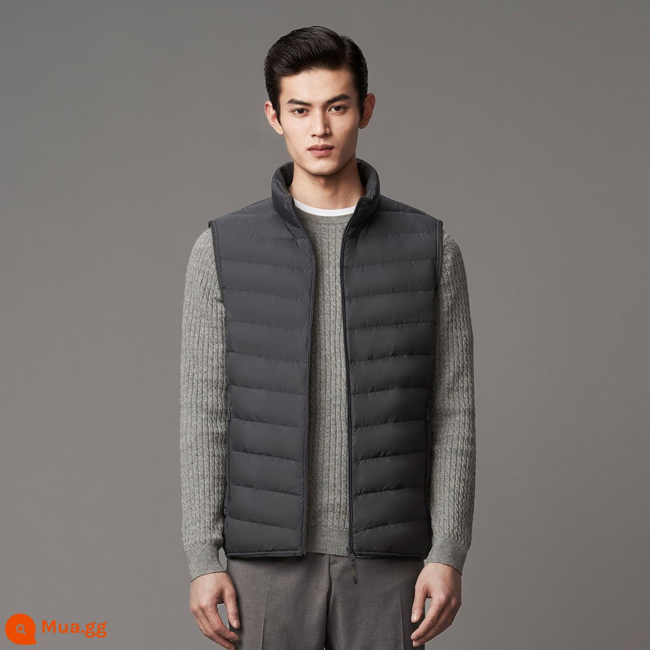 Bosideng Xuống Áo Vest Nam Mùa Đông Mới Cổ Đứng Mỏng Ngắn Áo Vest - Phantom Xám 8243