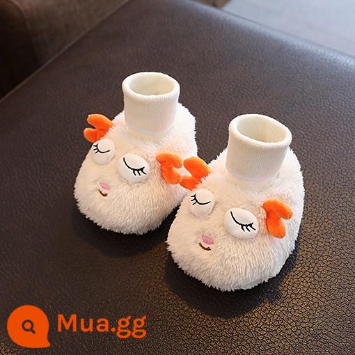 Thu đông dày dặn cộng với giày cotton nhung giày tất ấm áp cho nam và nữ giày cho bé tập đi cho bé 1 tuổi từ 0-6-12 tháng - Mắt nheo, trắng nhạt, cộng thêm nhung và dày lên