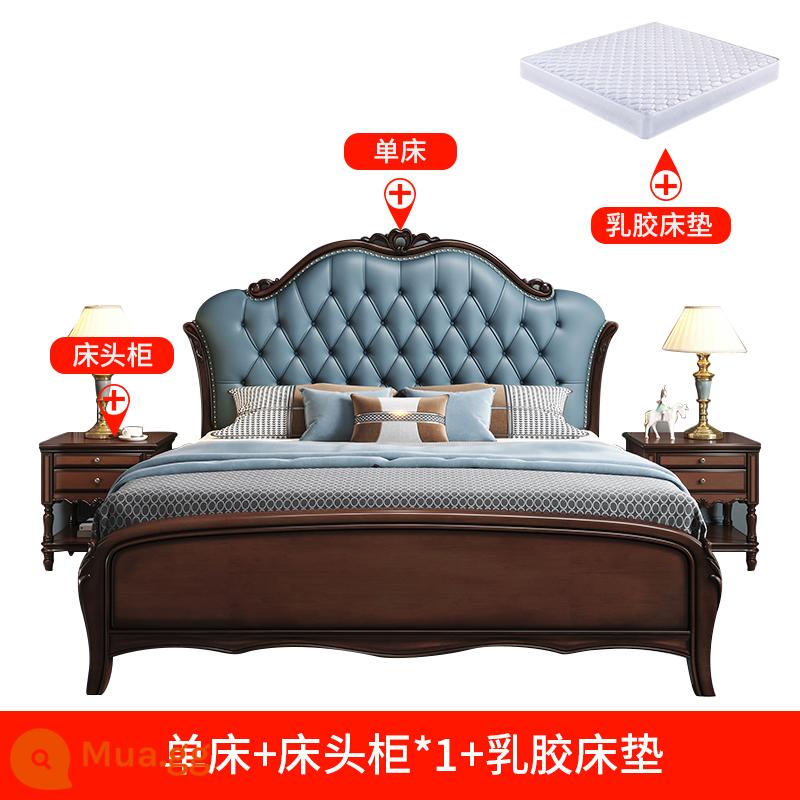 American Solid Wood Bed 1,8 mét của giường đôi châu Âu ánh sáng sang trọng hiện đại tối giản phòng ngủ chính giường cưới túi mềm túi lưu trữ hộp cao - Giường+1*bàn đầu giường+nệm cao su