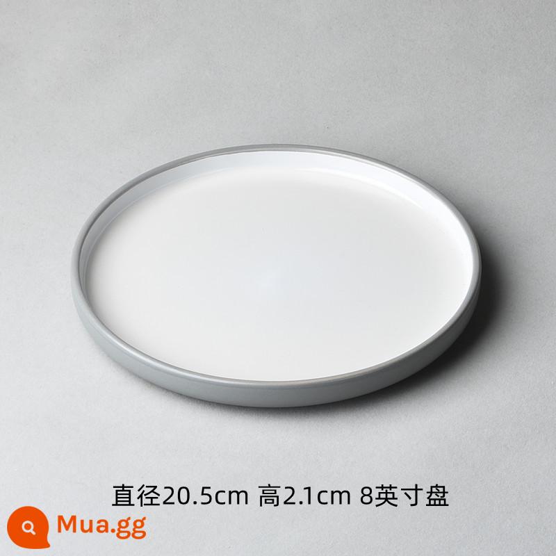 Nghệ sĩ 8 inch cá tính Bộ đồ ăn Nhật Bản đĩa phương Tây sáng tạo đĩa sứ hộ gia đình đĩa tròn bít tết đĩa đĩa ăn tối - màu tím đậm 60