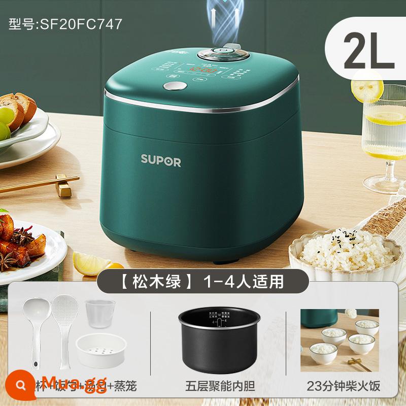 Nồi cơm điện Supor gia đình 2L nấu nhanh 1-2 người nồi cơm điện ký túc xá mini nồi nấu nhỏ đa năng - Cây thông màu xanh lá cây