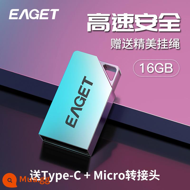 Yijie Đèn Flash 64GB Mini USB Kim Loại Tốc Độ Cao Di Động Điện Thoại Máy Tính 32G Mini Chống Nước 16 dung Lượng Lớn Xe Ô Tô - [16] Phiên bản tiêu chuẩn chính thức + [type-c + micro adapter]