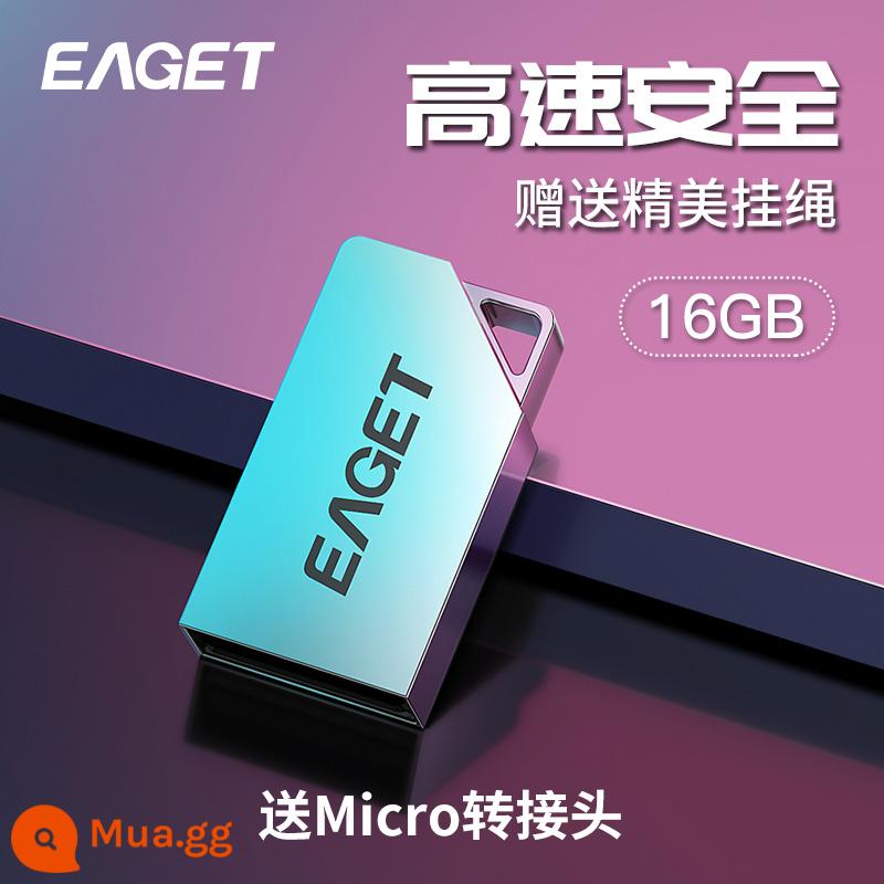 Yijie Đèn Flash 64GB Mini USB Kim Loại Tốc Độ Cao Di Động Điện Thoại Máy Tính 32G Mini Chống Nước 16 dung Lượng Lớn Xe Ô Tô - [16] Phiên bản tiêu chuẩn chính thức + [bộ chuyển đổi micro]