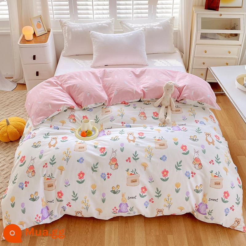 Nhỏ tươi nguyên chất cotton vỏ chăn đơn mảnh vỏ chăn 150x200 đơn ký túc xá 180x200x230 chăn đôi - Trang trại Baba màu trắng nhạt