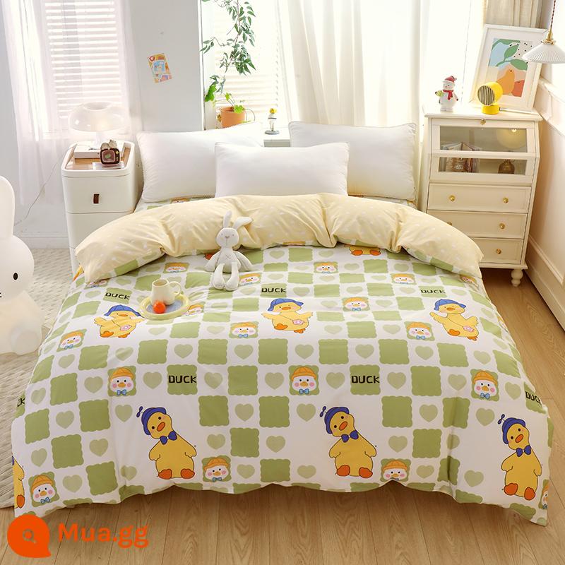 Nhỏ tươi nguyên chất cotton vỏ chăn đơn mảnh vỏ chăn 150x200 đơn ký túc xá 180x200x230 chăn đôi - Vịt xanh nhạt dễ thương