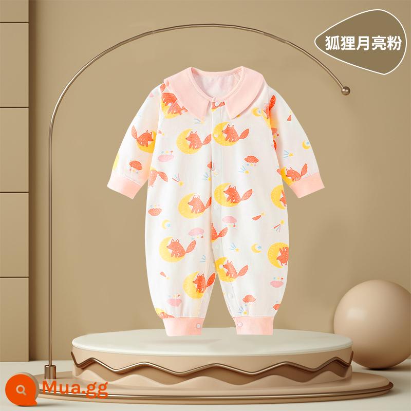 Bé áo liền quần quần áo trẻ em mùa thu đông cotton nguyên chất sơ sinh áo liền quần dày ấm áo liền quần cotton quần áo mùa đông - bột mặt trăng cáo