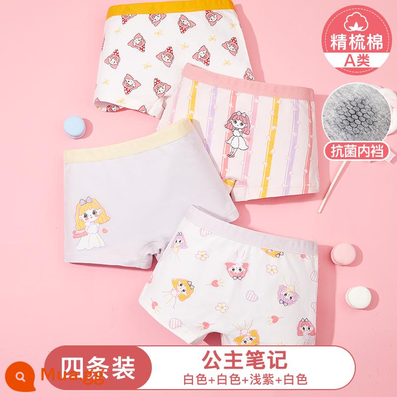 Quần lót trẻ em Nanjiren bé gái cotton boxer bé trai trung niên lớn bốn góc bé gái không kẹp quần đùi PP quần đùi - Princess Notes [Cotton nguyên chất loại A, đũng quần kháng khuẩn]