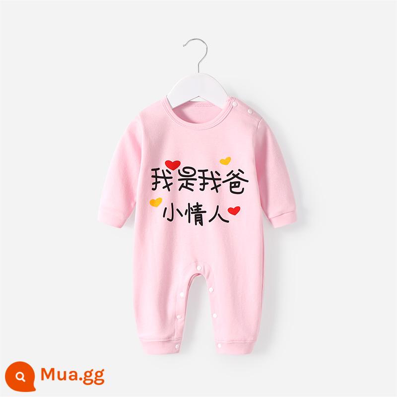 Áo liền quần cotton nguyên chất mùa thu và mùa đông đồ lót giữ nhiệt cho bé đáy quần áo đồ ngủ sơ sinh mùa xuân và mùa thu bò quần áo áo liền quần - người tình nhỏ màu hồng