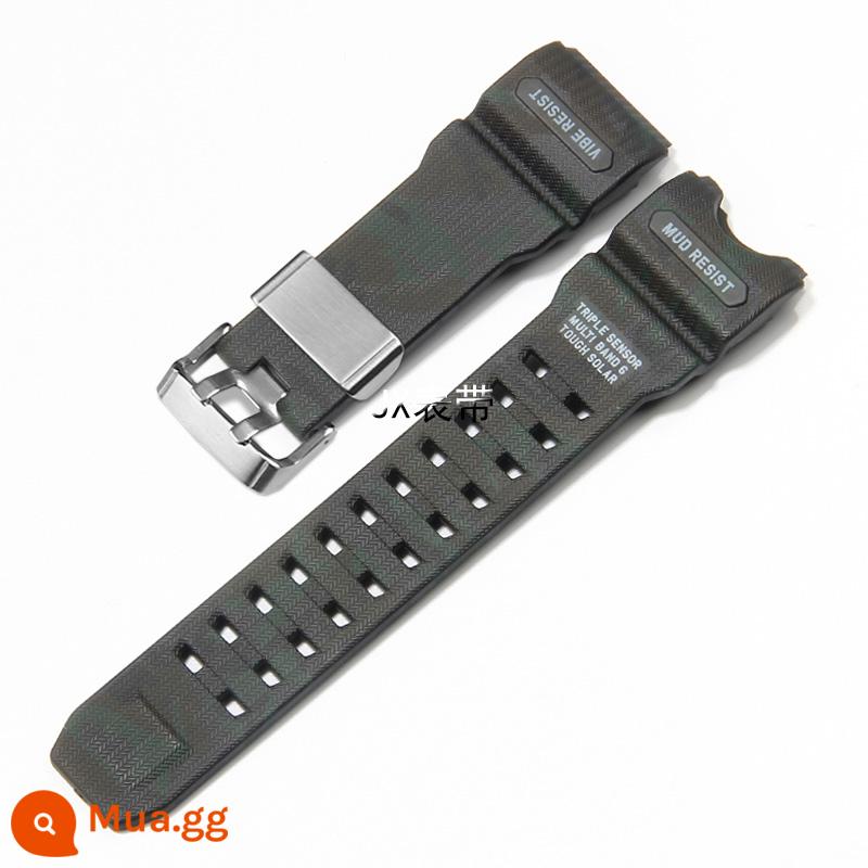 Sử dụng ban nhạc Casio Big Mud King GWG-1000 Dây đeo nhựa Đen Quân đội Đỏ xanh - Khóa bạc ngụy trang màu đen