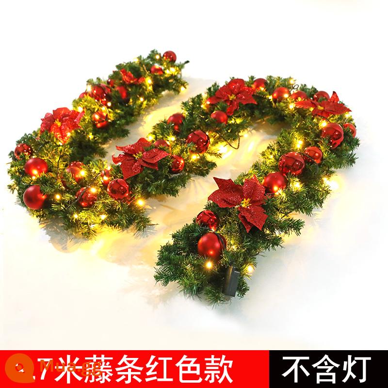 Vòng hoa mây Giáng sinh được mã hóa dài 2,7 mét, vòng hoa cây thông Noel, cửa ra vào, cửa sổ, trang trí cầu thang, trang trí mặt dây chuyền - T1807B Mây hoa đỏ