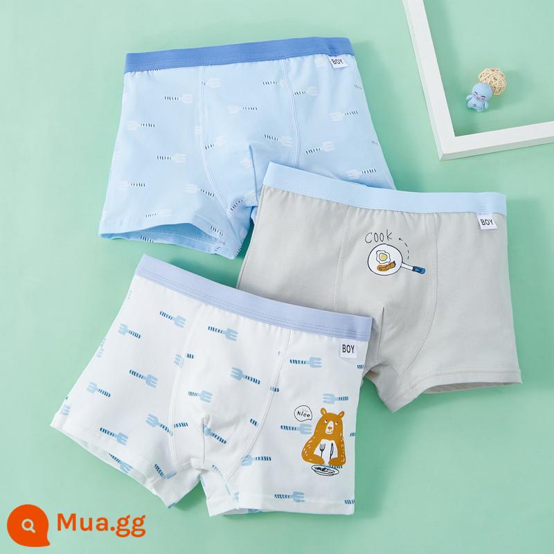 Quần lót trẻ em Babudou cotton bốn góc quần lót bé trai trung và lớn trẻ em quần đùi cotton bé trai trẻ trung - Mã tiêu chuẩn Lutongmeng 7906