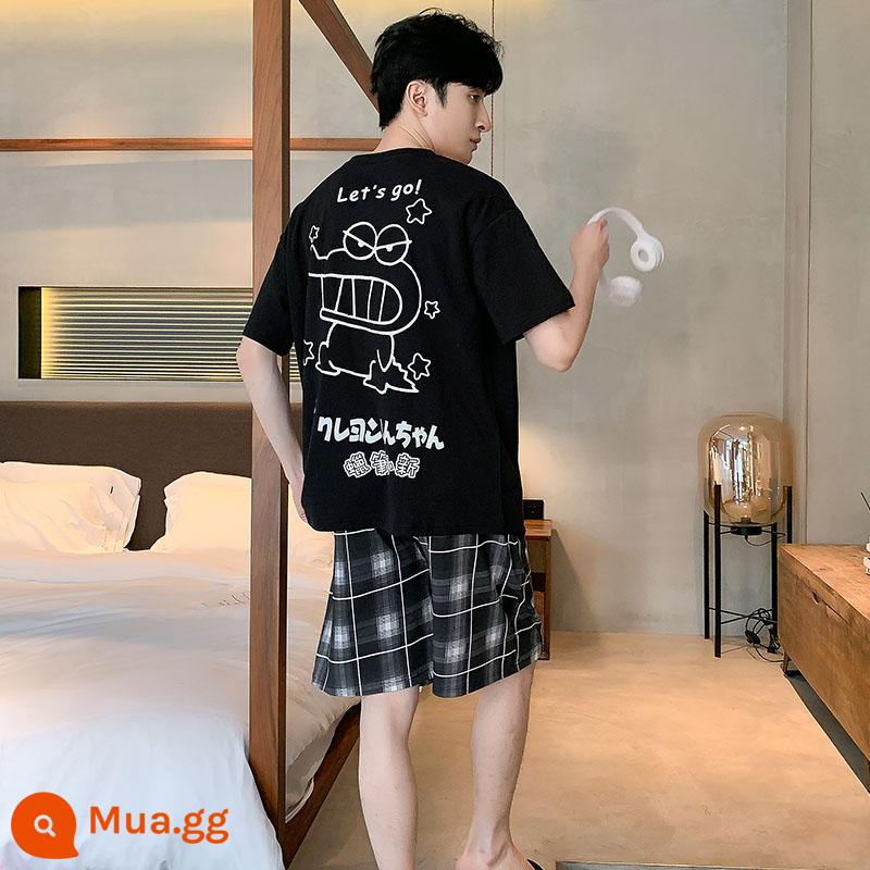 Bộ đồ ngủ nam mùa hè phương thức lụa băng ba chiều nam quần short ngắn tay mùa xuân và mùa hè phần mỏng phục vụ tại nhà phù hợp với - SMDE22538