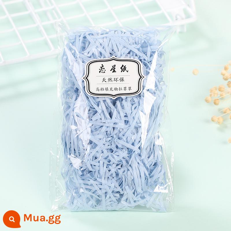 Trang Trí Hộp Quà Raffia Làm Đầy Giấy Vụn Mảnh Lụa Sáng Tạo Bộ Đồ Giường Cỏ Vật Liệu Trang Trí Bao Bì - Giấy lụa cao cấp màu xanh da trời