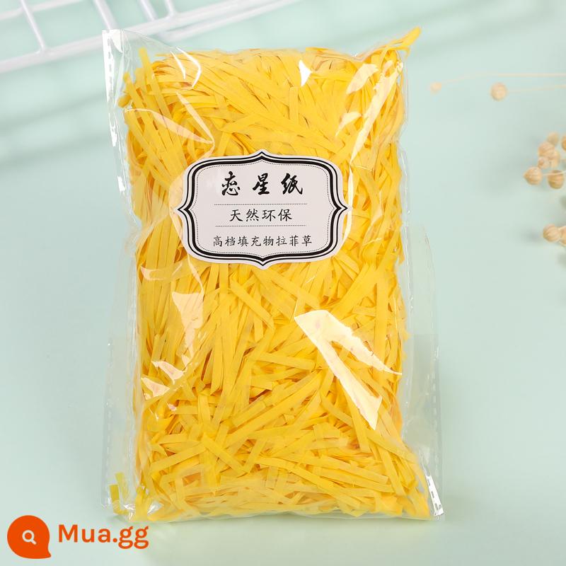 Trang Trí Hộp Quà Raffia Làm Đầy Giấy Vụn Mảnh Lụa Sáng Tạo Bộ Đồ Giường Cỏ Vật Liệu Trang Trí Bao Bì - Giấy lụa cao cấp màu vàng tươi