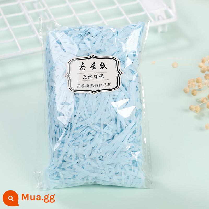 Trang Trí Hộp Quà Raffia Làm Đầy Giấy Vụn Mảnh Lụa Sáng Tạo Bộ Đồ Giường Cỏ Vật Liệu Trang Trí Bao Bì - Giấy lụa cao cấp màu xanh nhạt