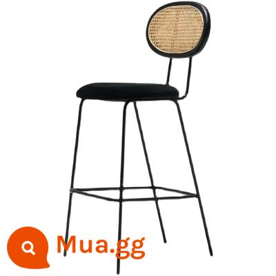 Nhà Thiết Kế Mây Ghế Bar Bắc Âu Đơn Giản Tựa Lưng Phân Cao Giải Trí Thanh Cafe Retro Thanh Ghế Trước - Tựa lưng màu đen, chiều cao ghế 55+ đệm nhung