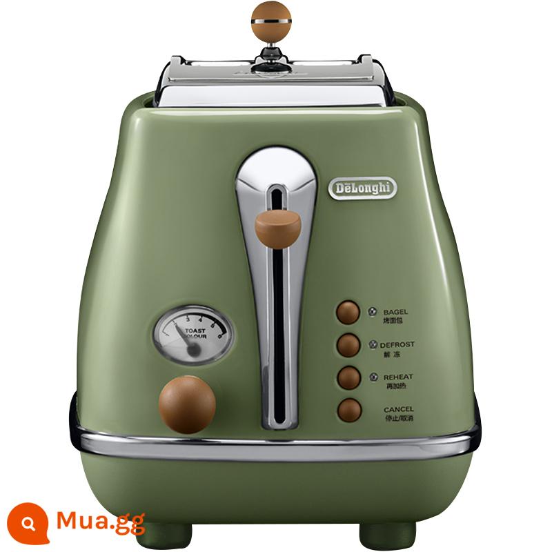 Delonghi/Delong CTO2003.VBG Retro Máy nướng bánh mỳ cho bữa sáng Máy nướng bánh mỳ gia dụng - màu xanh ô liu