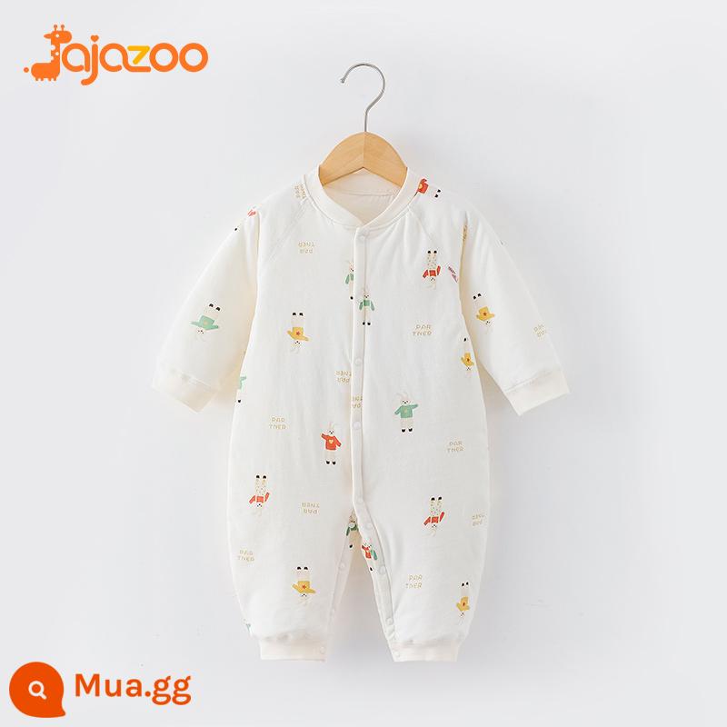 Áo liền quần cho bé mùa thu đông ấm áp nguyên chất cotton sơ sinh mỏng quần lót cotton quần áo trẻ em rompers chần bông quần áo mùa xuân - người Thỏ