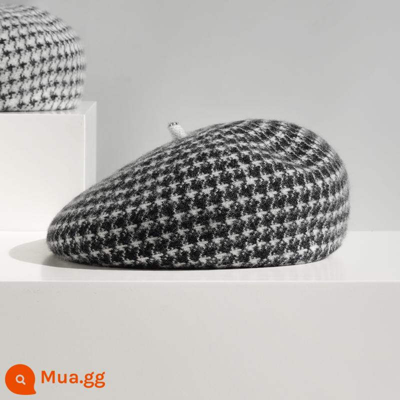 Mad Hatter nữ mùa thu đông phong cách mới phong cách nước ngoài mũ nồi len houndstooth thời trang phù hợp với mũ nồi họa sĩ ấm áp - Houndstooth tối màu (cổ điển và thời trang | đơn giản và phong cách)