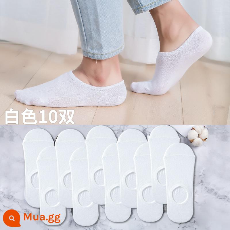 Vớ Nam Nanjiren cotton nguyên chất khử mùi thấm hút mồ hôi vớ giữa ống mùa xuân và mùa hè vớ dài màu đen công sở mỏng - Tất vô hình màu trắng 10