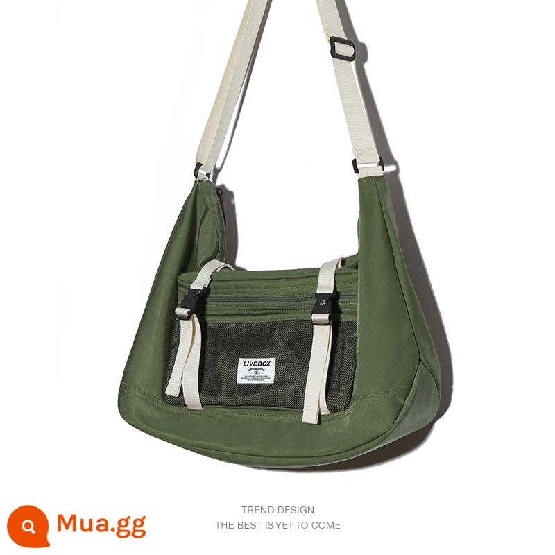 LIVEBOX Casual Messenger Bag Men's Workwear Postman Shoulder Bag Dung lượng lớn Hợp thời trang Thương hiệu Ba lô Núi Hợp thời trang Mát mẻ Túi - Quân đội xanh