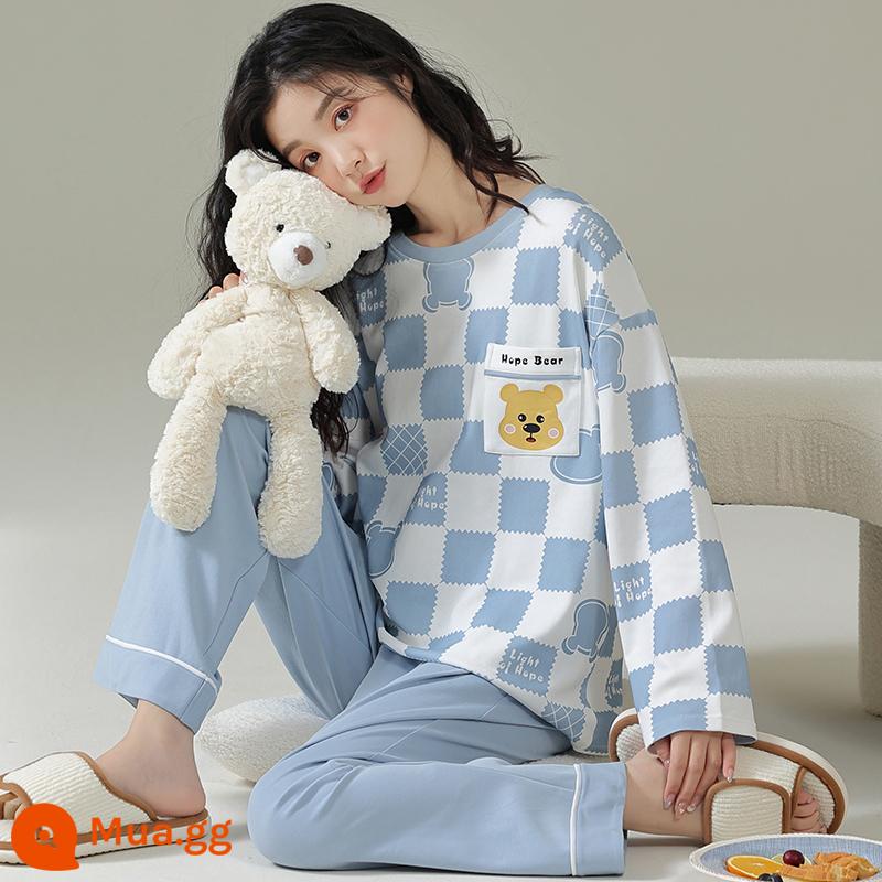 Bộ đồ ngủ Nam Cực cho nữ xuân thu 2023 mới cotton nguyên chất dài tay cỡ lớn mặc nhà mùa thu đông LK - 23613-[Ưu đãi trong thời gian có hạn]