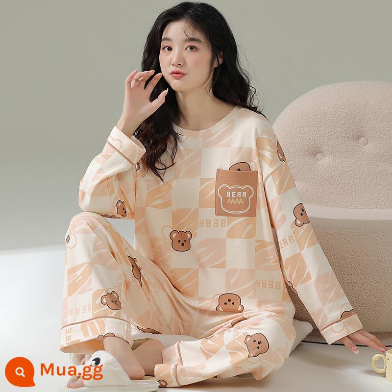 Bộ đồ ngủ Nam Cực cho nữ xuân thu 2023 mới cotton nguyên chất dài tay cỡ lớn mặc nhà mùa thu đông LK - 23616-[Ưu đãi trong thời gian có hạn]