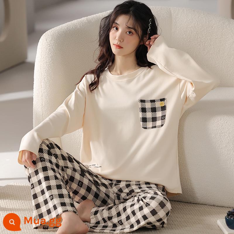 Bộ đồ ngủ Nam Cực cho nữ xuân thu 2023 mới cotton nguyên chất dài tay cỡ lớn mặc nhà mùa thu đông LK - 25166-[Ưu đãi trong thời gian có hạn]