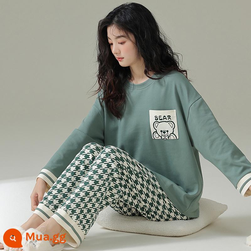 Bộ Đồ Ngủ Nữ Thu Đông 2023 Mới Nguyên Chất Cotton Cổ Tròn Dài Tay Hoạt Hình Dễ Thương Xuân Thu Quần Mặc Ở Nhà LK - 23597-[Ưu đãi trong thời gian có hạn]